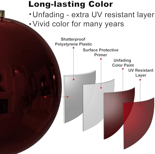 Maroon 8.0" Extra Large Christmas Balls Ornaments - Christmas Tree Decorations Shatterproof Shiny Hanging Balls for Birthday Holiday Wedding Decorations Set of 2pcs