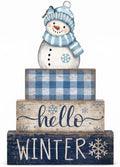 Moucuny 4 Pcs Christmas Table Decorations Winter Snowman Wooden Block Signs