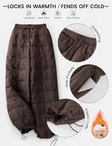 PEHMEA Womens Winter Snow Pants Windproof Warm Wide Leg Ski Casual Trousers
