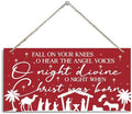 Fall On Your Knees Sign, Christmas Hanging Wood Sign, Winter Decorative Wall Signs, Red Winter Wooden Door Signs, Farmhouse Outdoor Wood Christmas Decor, Xmas Wall Art 6x12 Inches