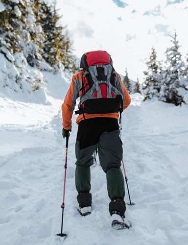 TBMPOY Men's Snow Ski Hiking Pants Waterproof Winter Fleece Lined Pants Camping Skiing Ice Fishing Pants with Belt