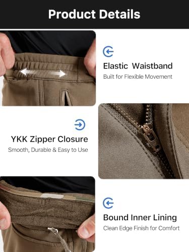 FREE SOLDIER Men's Outdoor Softshell Snow Ski Pants