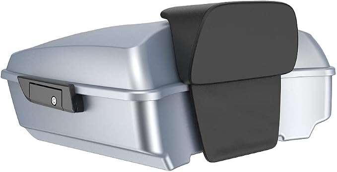 Advanblack Road Glide Tour Trunk Pack Barracuda Silver Denim Chopped Tour Trunk Pack Backrest Pad for '97-'25 Harley Touring Road King Street Glide Electra Glide CVO models