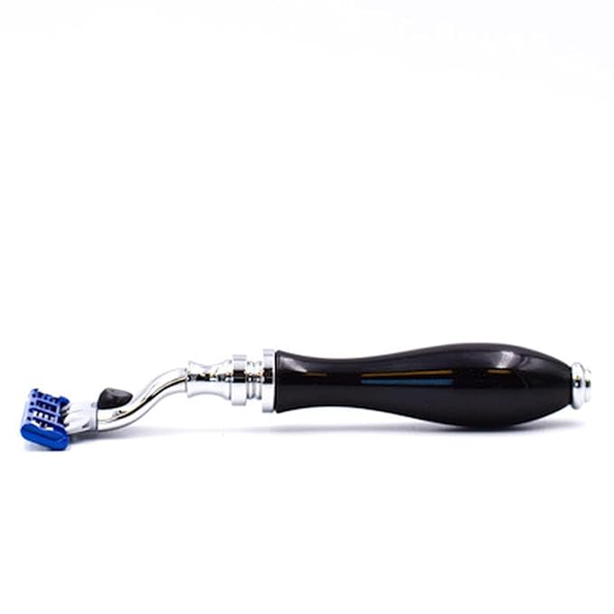 Parker Deluxe Gillette Mach 3 Compatible Razor For a Close Shave – Premium Black Resin Handle with Chrome Trim – One Gillette Mach 3 Triple Blade Cartridge Included