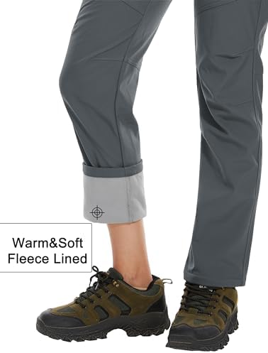 MAGCOMSEN Women's Fleece Lined Waterproof Insulated Snow Ski Pants Winter Warm Hiking Pants Outdoor Softshell