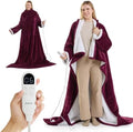 Bedsure Wearable Heated Blanket with Foot Pocket & Sleeves, 50x71+18", Red