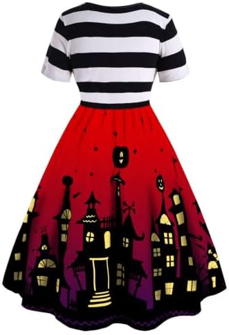 ZEZCLO Women's Plus Size Halloween Dress Pumpkin Halloween Costume Dresses