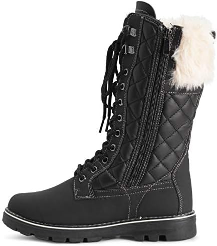 POLAR Womens Faux Fur Warm Thermal Waterproof Outdoor Walking Snow Winter Rubber Sole Calf Boots