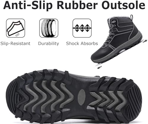 Mens Snow Boots Water Resistant Warm Fur Lined Winter Shoes