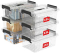 Cetomo Lidded Storage Bin with Handle, Storage Bins with Lid, Organizing Container with Secure Latching Buckles, Stackable and Nestable, Plastic, 18 Quart-6 Pack, Clear