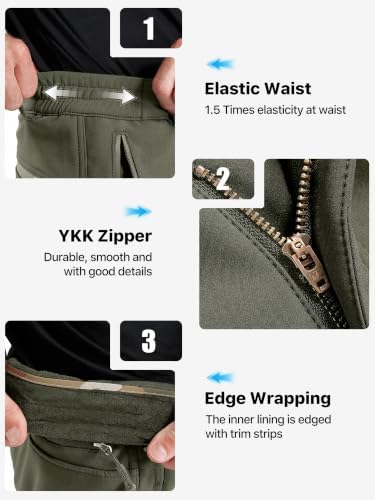 FREE SOLDIER Men's Fleece Lined Pants Softshell Snow Ski Pants