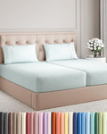 Split King Size 5 Piece Sheet Set - Breathable & Cooling Sheets - Ice Blue