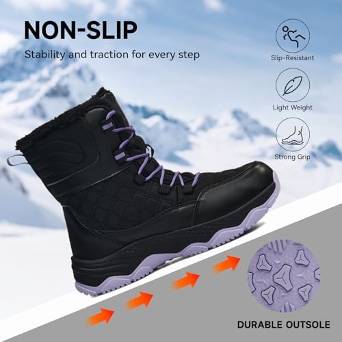 Snow Boots for Women Waterproof Mid-Calf Booties Winter Hiking Boot Durable Warm Winter Outdoor Footwear Fur Lined Boot Non-Slip Climbing Shoes