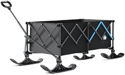 HOMBEBTTA Wagon Sled Board Attachment, Ski-Style Glider for Collapsible Wagon Cart