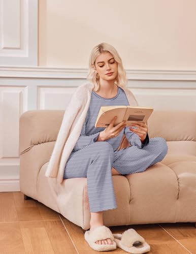 Ekouaer 2 Pack Womens Pajama Sets Long Sleeve Long Pants Pjs Loungewear