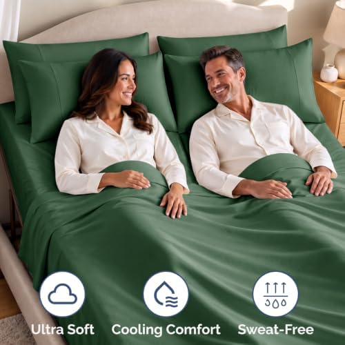 Flex Top Split Head King 4 Piece Sheet Set - Soft & Cooling - Emerald Green