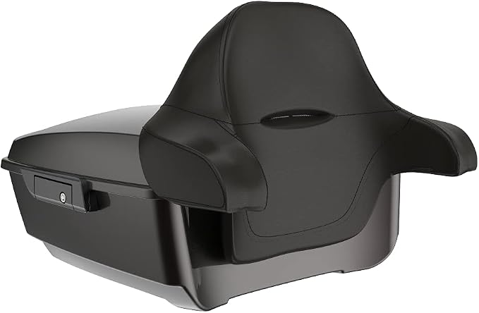 Advanblack Road Glide Tour Trunk Pack Black Jack Metallic King Tour Trunk Pack Luggage +Wrap-Around Backrest Pad for '97-'25 Harley Touring Road King Street Glide Electra Glide CVO models
