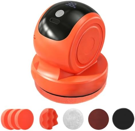 Cordless Car Buffer Polisher, 1800RPM 3-Speed Mini Car Polisher with 4000mAh Battery, USB-C Rechargeable Car Buffer with LCD Display, 6-Pad Car Detailing Kit for Waxing & Buffing