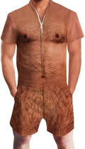 RAISEVERN Mens Romper Male Zipper Shorts Sleeve One Piece Bro Outfits