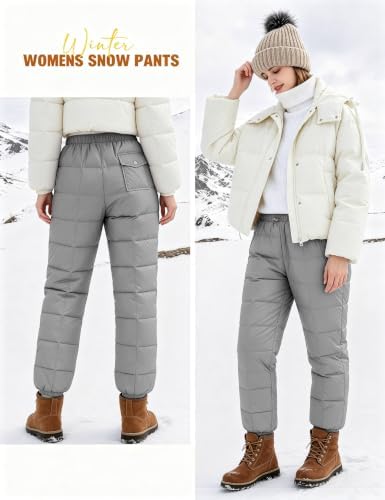 Womens Snow Pants Packable Winter Windproof Down Ski Trousers