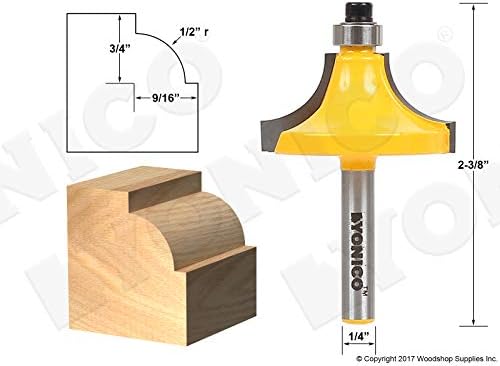 YONICO Router Bits Edge Forming Roundover Bead 1/2-Inch Radius 1/4-Inch Shank 13176q