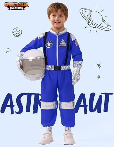 Spooktacular Creations Halloween Astronaut Costume for Kids, Unisex Astronaut Outfit, Toddler Pilot Jumpsuit for Themed Party