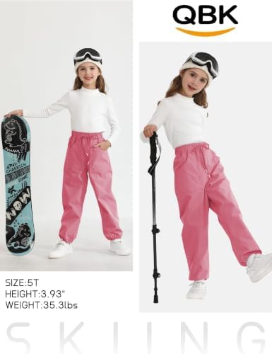 QBK Toddler Snow Pants Fleece Lined Waterproof Ski Pants for Boys & Girls