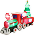 7.2FT Christmas Inflatable Train with Santa Claus Tree LED Lights