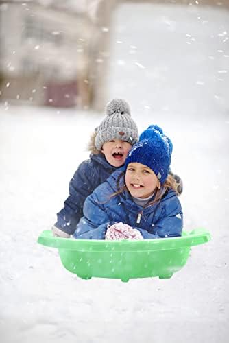 Superio Toboggan Snow Sled for Kids and Adults, 46" Heavy Duty Plastic Open Back Slider with Handles and Hole for Pull Ropes- (Ropes Excluded) Kid and Adult Winter Fun