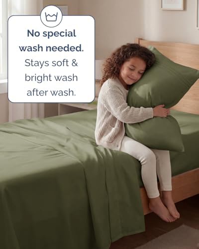 Twin Size 3 Piece Sheet Set - Breathable & Cooling Sheets - Sage Green