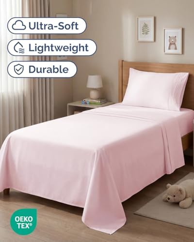 Twin Size 3 Piece Sheet Set - Breathable & Cooling Sheets - Lavender Pink