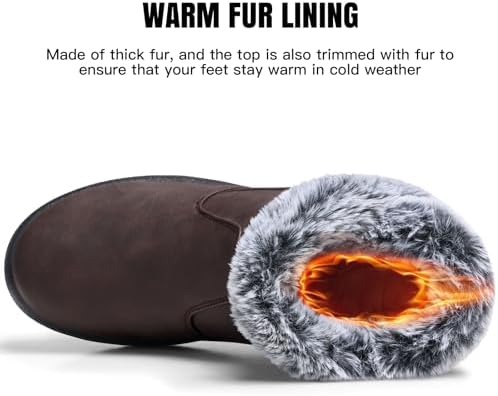 SHIBEVER Winter Snow Boots for Women: Waterproof Ankle Warm Fur Lined Boot