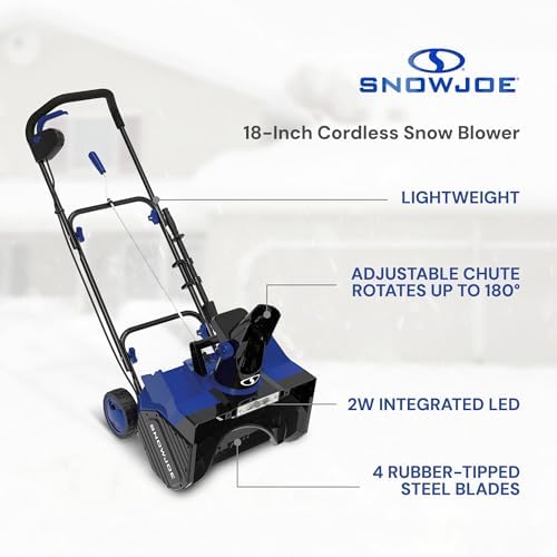 Snow Joe 48V Cordless Snow Blower Kit w/2x 4Ah Batteries, 24V-X2-SB18