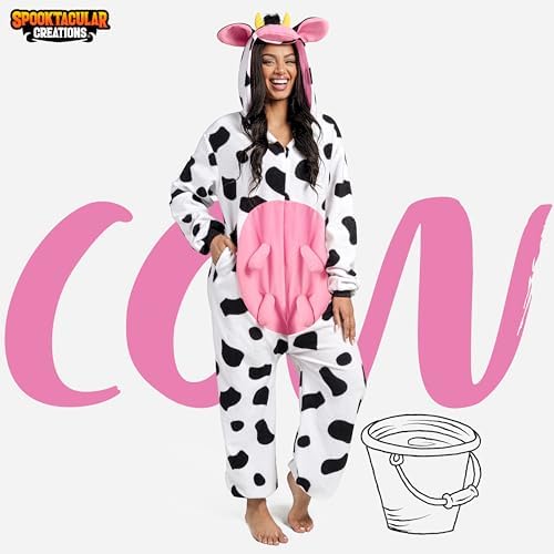 Spooktacular Creations Halloween Dalmatian Dragon Cow Costume, Animal Costume Hooded Jumpsuit for Halloween Cosplay Party