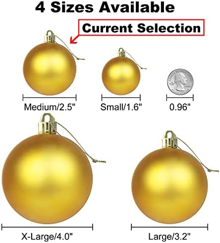 Gold 2.5" Christmas Balls Christmas Tree Decoration Ornaments Shatterproof Hanging Balls for Birthday Halloween Holiday Wedding Decorations Set of 36pcs