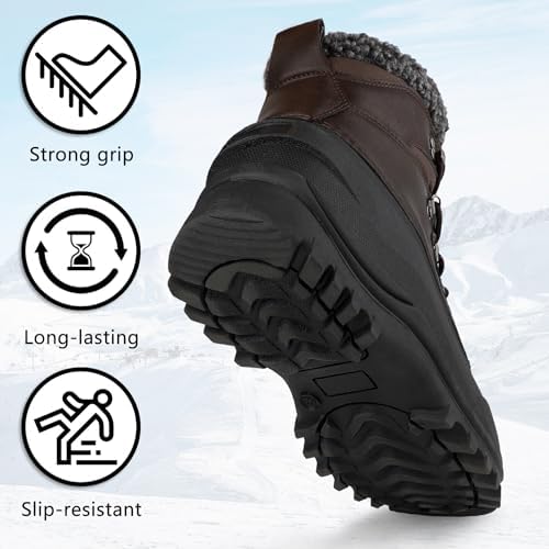 riemot Women's Men's Winter Ankle Boots Waterproof Outdoor Snow Boot Warm Fur Lined Comfortable Non-slip Lace-up Booties for Walking Hiking Trekking Camping Skiing US5-14