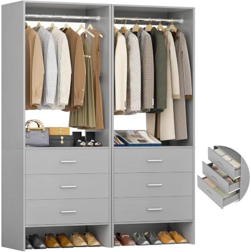 Aheaplus Closet System Closet Organizer, 3.6FT Closets, Set of 2，Grey