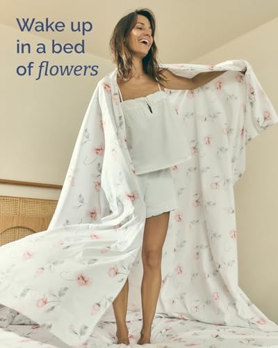 Twin XL 3 Piece Floral Sheet Set - Soft, Breathable & Cooling - Rosebud