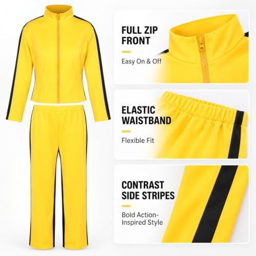 Yellow Tracksuit Costume for Women, Halloween Jacket & Pants Set