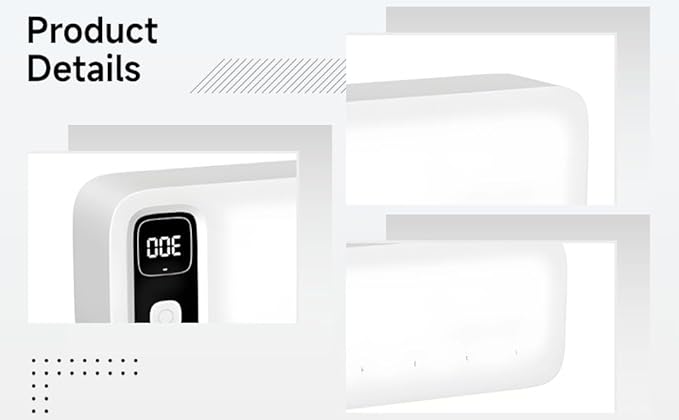 Wall Mount Toothbrush Sterilizer With 5 Slots, Sunshine-C Sanitizer W 2000Mah Battery, 200S Cycle, Digital Display For Bathroom