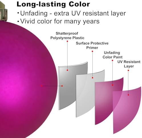 Fuchsia 4.0" X Large Christmas Balls - Christmas Tree Decoration Ornaments Shatterproof Hanging Balls for St Patrick's Day Easter Valentine Decorations Set of 4pcs Hot Pink Ornaments