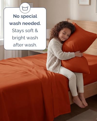 Twin Size 3 Piece Sheet Set - Breathable & Cooling Sheets - Terracotta