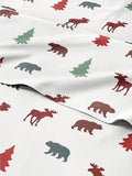 Christmas Sheet Set, Woodland Scene, Holiday Xmas Bedding Set - Queen Size