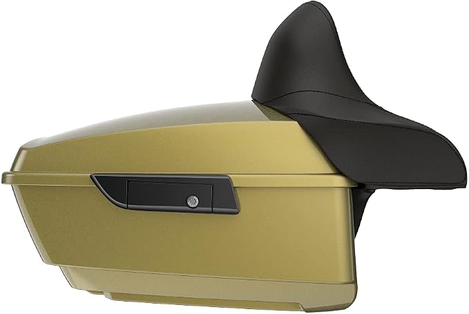 Advanblack Road Glide Tour Trunk Pack Olive Gold King Tour Trunk Pack Luggage +Wrap-Around Backrest Pad for '97-'25 Harley Touring Road King Street Glide Electra Glide CVO models
