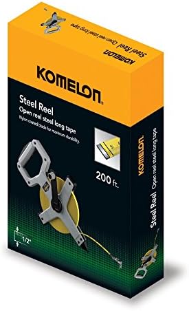 Komelon N6200 Open Reel Long Steel Tape Measure, 200-Feet