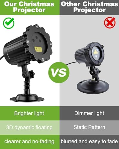 Laser Christmas Projector Lights Outdoor, Waterproof Christmas Decorations Moving Stars Light Show, Remote Control Timer, Holiday Projector Decorations for House, Yard & Garden