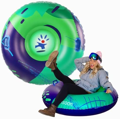monsoon [Glider] Luxury Snow Tube for Sledding Heavy Duty Sleds with Handles for Adults - Green