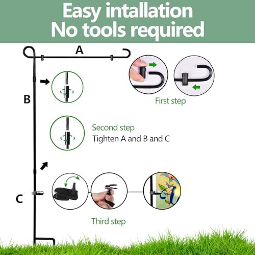 1 Pack Garden Flag Stand Holder Pole, Proof Metal Paint Yard Flag Stand