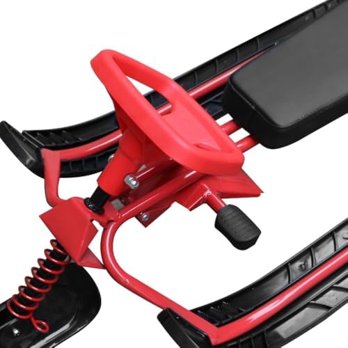 TOPINCN Snow Racer Sled, HDPE Material, Steering Wheel and Twin Brakes, for Kids and Teens, Size 47.2 X 19.7 X 15 in