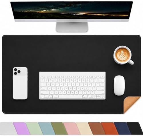AFIING Cork Desk Mat, Black,23.6" x 13.7", Desk Pad Protector